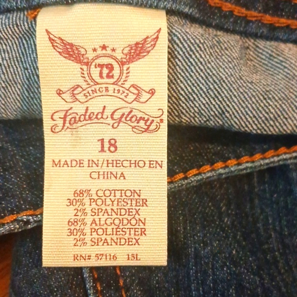 Faded Glory Womens Plus Size  Blue Jean Shorts Relaxed Fit Size 18 - Picture 3 of 3